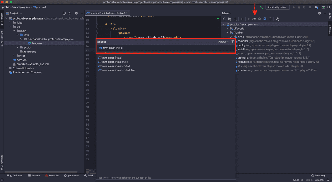 Running maven clean install
