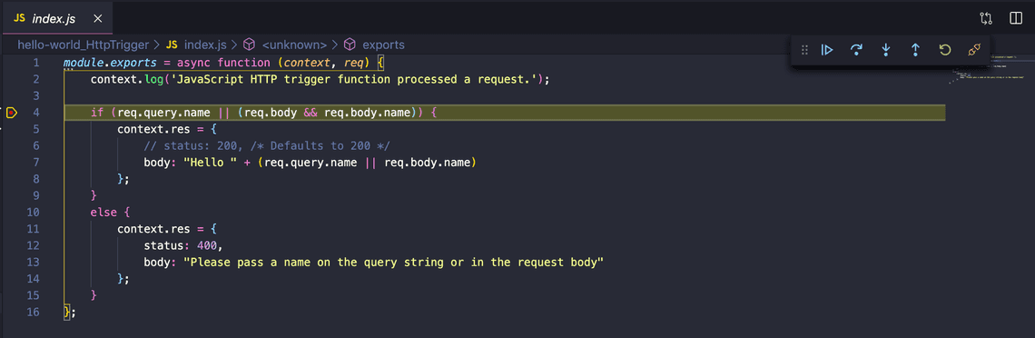 Debugging a Azure Function locally