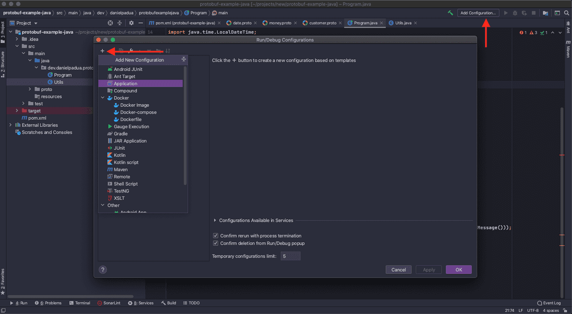 Creating run configuration