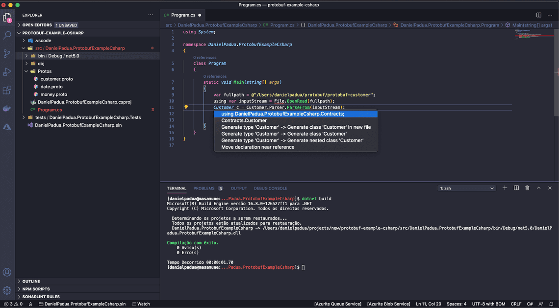 Intellisense and protobuf code generation working