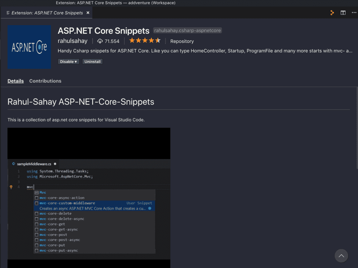 ASP.NET Core Snippets