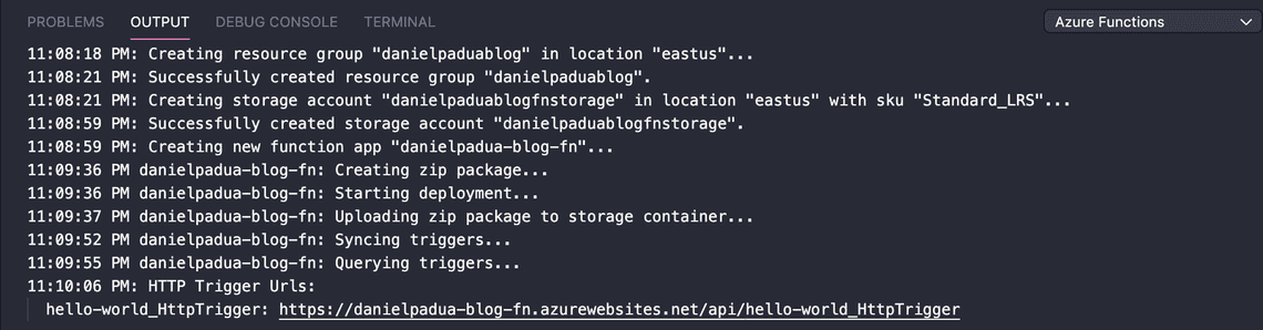 Function deployed with success!