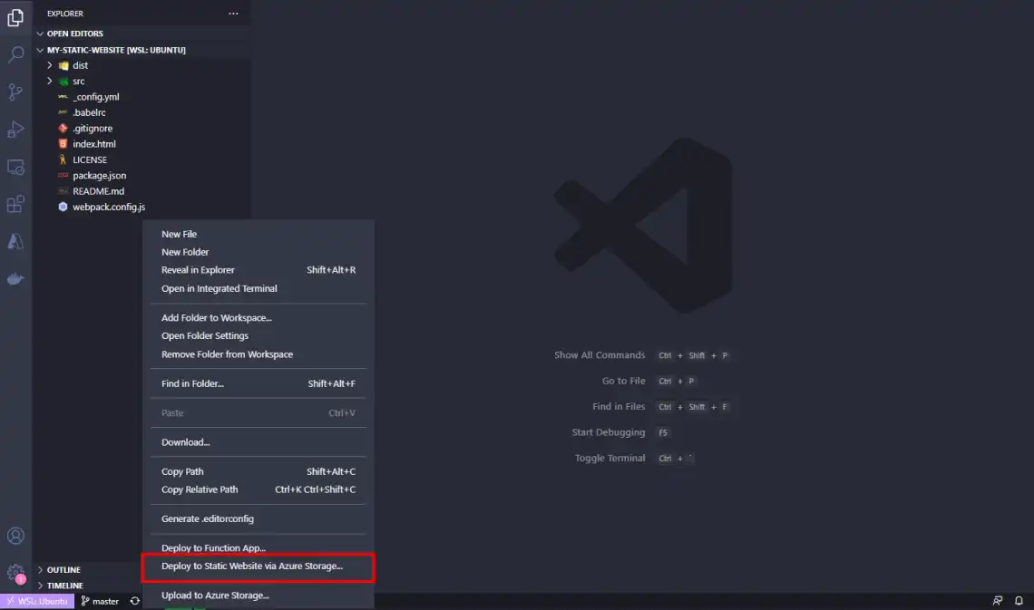 Click the highlighted option to deploy all files